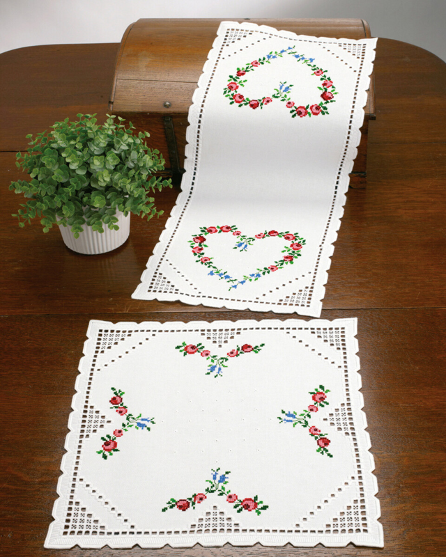 Kit per ricamo Hardanger cuore 40 x 40 cm