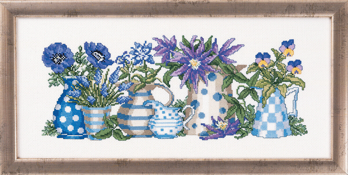 Kit da Ricamo Fiori Blu 38 x 17 cm R5355