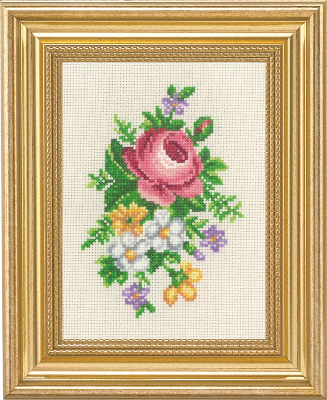 Kit da ricamo Rose e fiori bianchi 14 x 19 cm