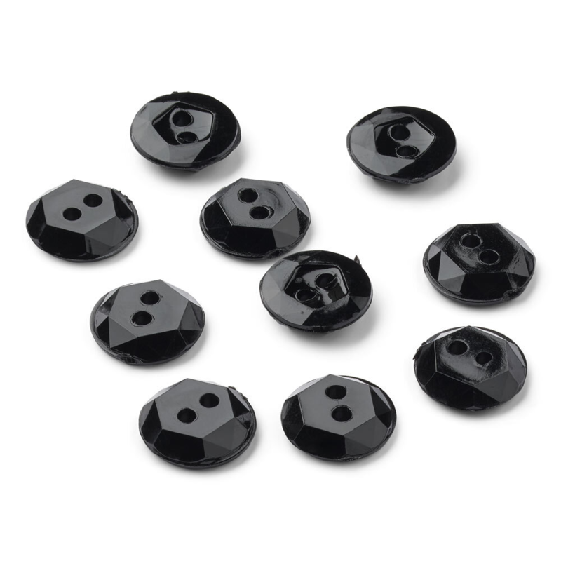 LindeHobby Bottoni di Cristallo, Nero, 12 mm, 10 pcs