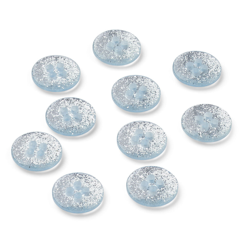 LindeHobby Bottoni Glitterati, Azzurro, 12 mm, 10 pz