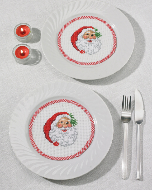 Kit da ricamo Babbo Natale flacone Ø16 cm