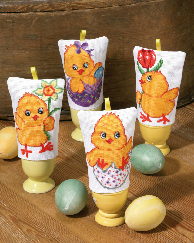 Kit per ricamo Pollo e uova 4 pz 8 x 11 cm