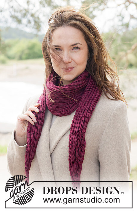 261-26 Scarlet Hush Shawl by DROPS Design