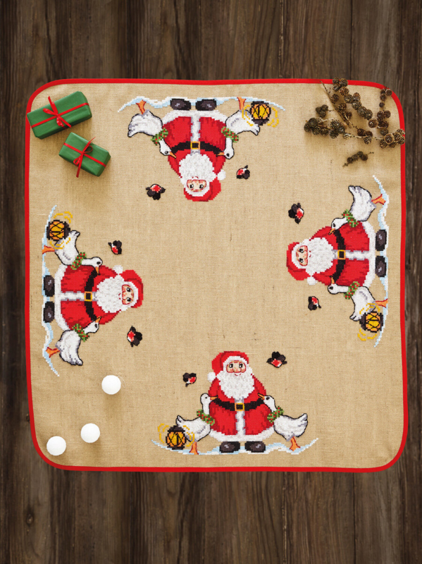 Kit ricamo Babbo Natale & oche 120 x 120 cm