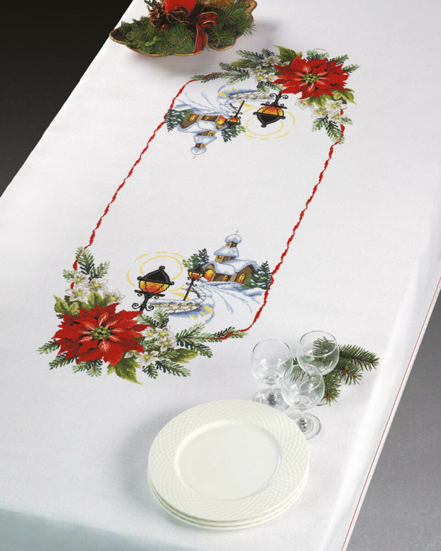 Kit Ricamo Stelle di Natale / Lanterne 140x230 cm