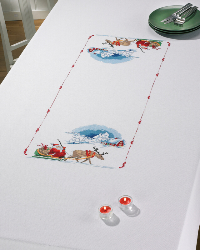 Kit di ricamo Babbo Natale in slitta 140 x 230 cm