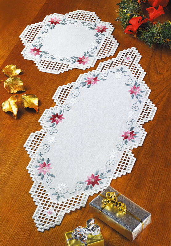 Kit Punto Croce Stelle di Natale Rosa 28 x 70 cm