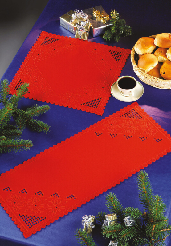 Kit di ricamo Runner, hardanger rosso 28 x 67 cm