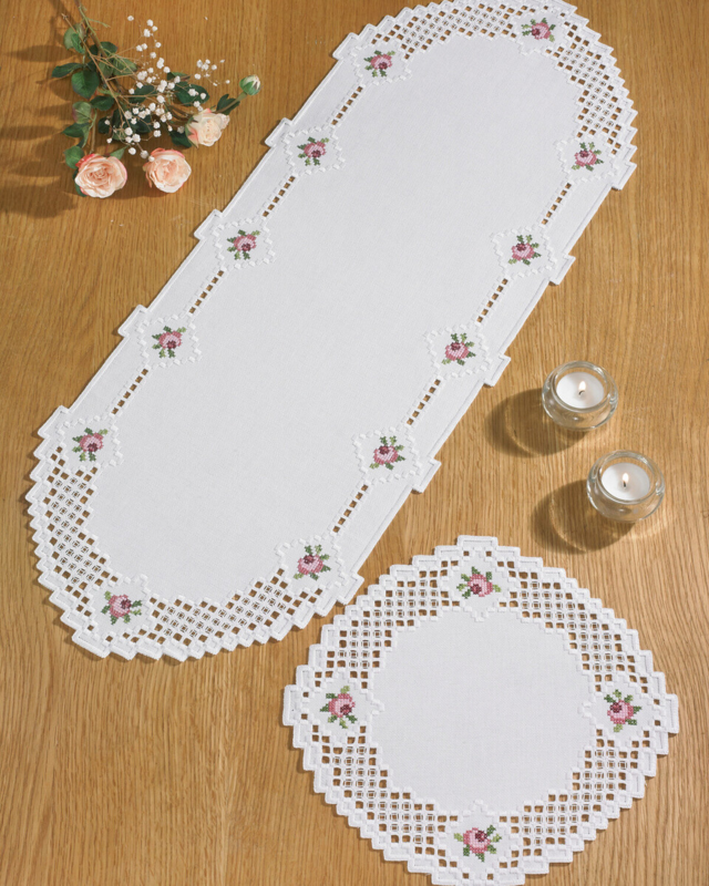 Kit da ricamo Hardanger rotondo 30 x 79 cm