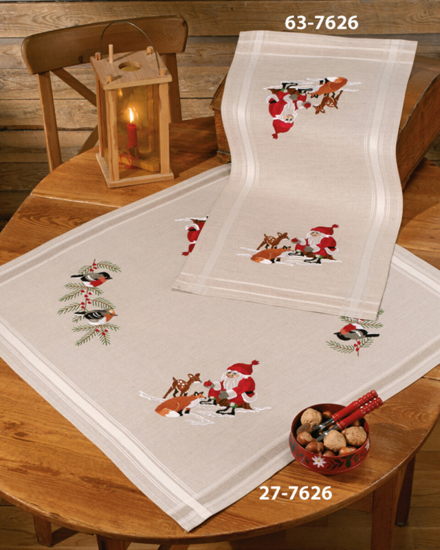 Kit di ricamo Babbo Natale con animali del bosco 40 x 80 cm