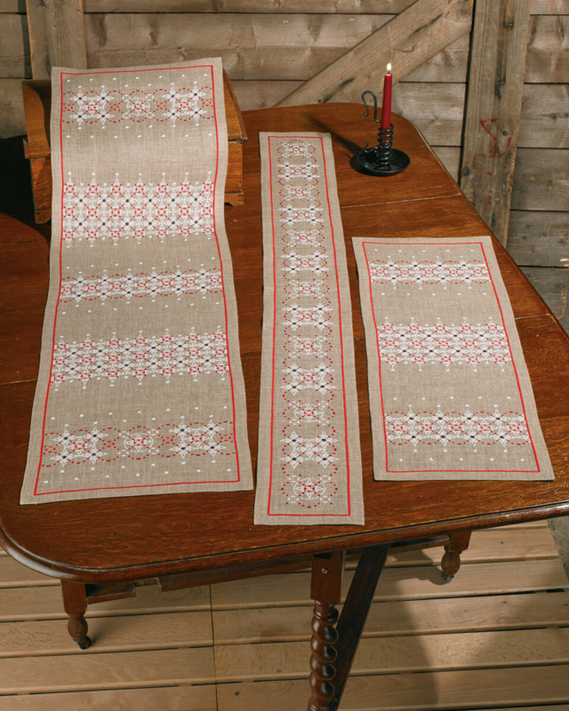 Kit Ricamo Bordi su Lino 28 x 77 cm