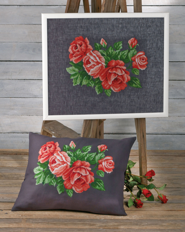 Kit per ricamo Rose rosse 53 x 43 cm