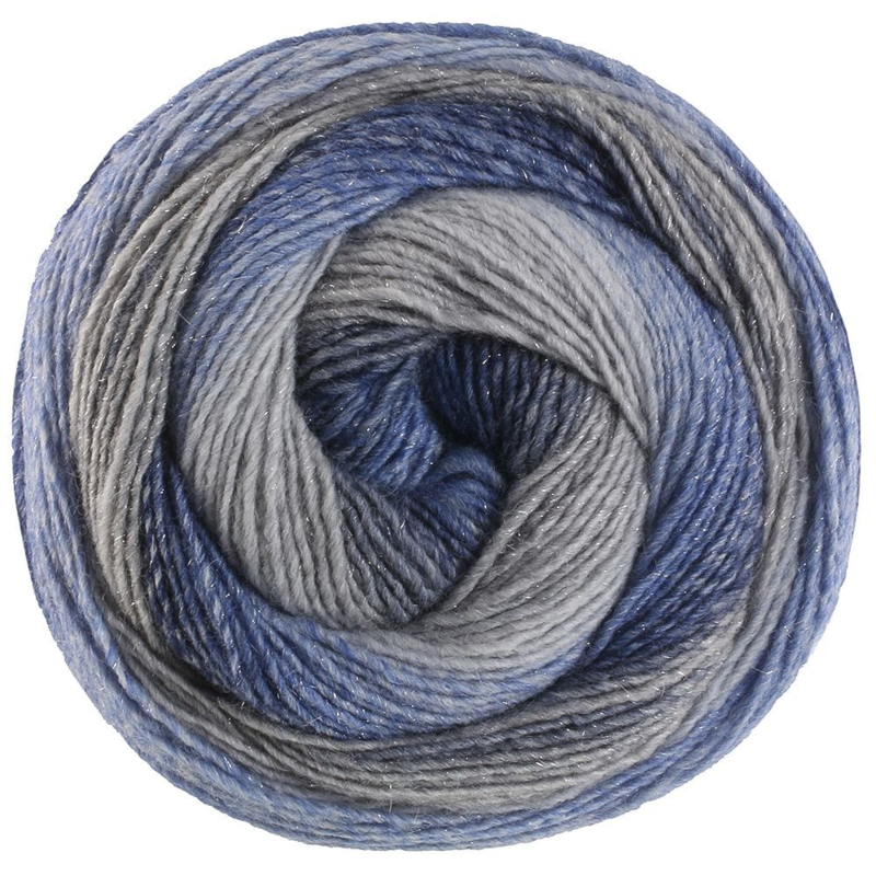Lana Grossa Gomitolo Gala 4030 Grigio topo/grigio/blu acciaio/blu marino/blu zaffiro/grigio chiaro