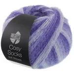 Lana Grossa Cosy Socks Soft Stripes 101 Blu violetto/violetto blu/violetto chiaro/bianco