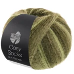 Lana Grossa Cosy Socks Soft Stripes 107 Verde chiaro/verde reseda/verde grigio/verde muschio
