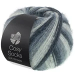 Lana Grossa Cosy Socks Soft Stripes 104 Antracite/grigio scuro/grigio topo/grigio chiaro