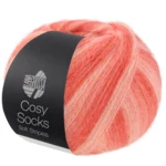 Lana Grossa Cosy Socks Soft Stripes 113 Salmone/rosso salmone/corallo