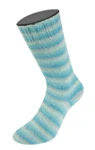 Lana Grossa Cosy Socks Soft Stripes 110 Grigio chiaro/menta/turchese menta/turchese/petrolio chiaro