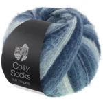 Lana Grossa Cosy Socks Soft Stripes 106 Nero blu/grigio blu/blu fumo/blu bianco