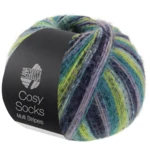 Lana Grossa Cosy Socks Multi Stripes 157 Lavanda/petrolio/verde maggio/turchese/blu notte