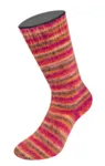 Lana Grossa Cosy Socks Multi Stripes 159 Rosso/fucsia/arancione/marrone scuro/salmone