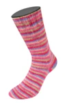 Lana Grossa Cosy Socks Multi Stripes 152 Rosso tulipano/blu violetto/rosa salmone/rosa/verde chiaro