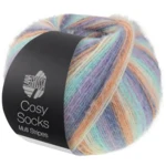 Lana Grossa Cosy Socks Multi Stripes 153 Lavanda/blu grigio/salmone/crema/turchese