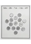 Go Handmade Bottoni Glitterati 9 mm Argento