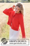 248-9 Red Sunrise Cardigan by DROPS Design