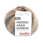 Katia Merino Aran Sunrise 300 Marrone Pallido-Rosso Ruggine-Blu Jeans