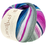 Lana Grossa Landlust Die Sockenwolle 118 Grigio chiaro/Ecru/Fucsia/Blu/Jeans/Blu mezzanotte/Rosa pallido/Viola