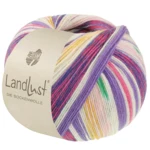 Lana Grossa Landlust Die Sockenwolle 721 Rosa/Ecrù/Verde/Blu violetto/Giallo zafferano/Rosa/Fucsia