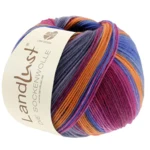 Lana Grossa Landlust Die Sockenwolle 128 Fucsia/Rosso vino/Petrolio/Arancione/Grigio/Verde grigio/Blu grigio