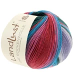 Lana Grossa Landlust Die Sockenwolle 126 Grigio argento/Grigio chiaro/Grigio medio/Lampone/Rosso scuro/Turchese/Verde grigio/Verde scuro