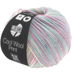 Lana Grossa Cool Wool Print 792 Grigio chiaro/Menta/Lilla/Rosa pallido