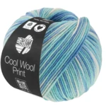 Lana Grossa Cool Wool Print 844 Turchese/Azzurro chiaro/Blu azzurro/Bianco sporco