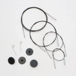 KnitPro Thin & Flex Cavo, Nero Argento Swivel, 40–150 cm