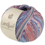 Lana Grossa Landlust die Sockenwolle Seide 334 Turchese/Blu cielo/Viola/Rosa/Salmone/Grigio-/Rosa chiaro a righe