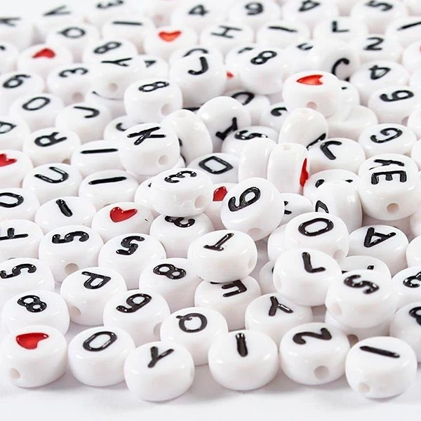 Perline con lettere, 7 mm, foro 1.2 mm, 1500 pz - Acquista hobby