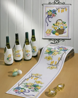 Kit per ricamo Pulcini pasquali 28 x 95 cm