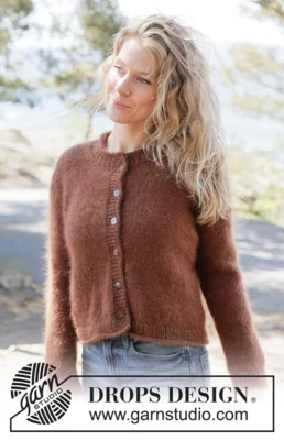 262-8 Autumn Nutmeg Cardigan by DROPS Design