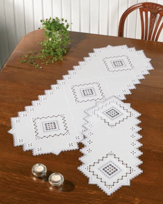 Kit da Ricamo Grigio Hardanger 39 x 105 cm