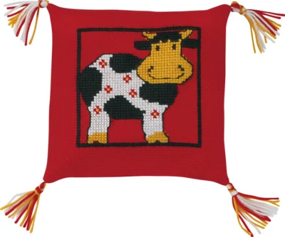 Kit per Ricamo Mucca 28x28 cm