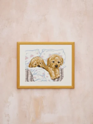 Kit da Ricamo Cuccioli nel Cesto R5677 43 x 34 cm