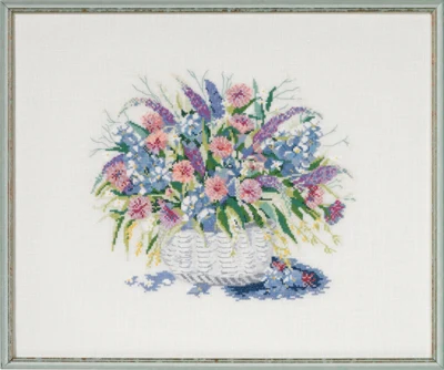 Kit per Ricamo Cesto con Fiori II 48 x 40 cm