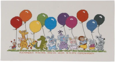 Kit da ricamo Animali con Palloncini 22 x 42 cm R5301