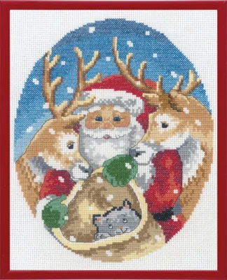 Kit per ricamo Babbo Natale con renna R5798 20 x 25 cm