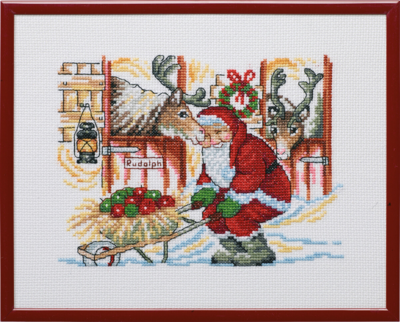 Kit per ricamo Babbo Natale & mele R5798 25 x 20 cm