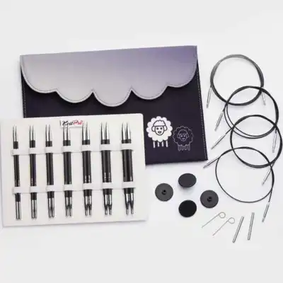 KnitPro Karbonz Normal Set di Ferri Circolari Componibili Midi, 13 cm